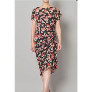 Gilmar No. 21 Womens Flutter Sleeve Floral Chiffon MIDI  Dress Multicolor Size L